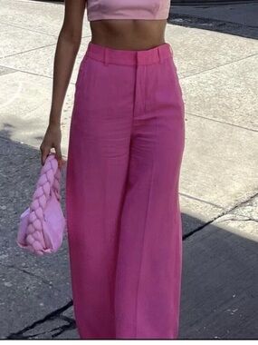 Zara Wide-Leg High-Rise Pink Pants
